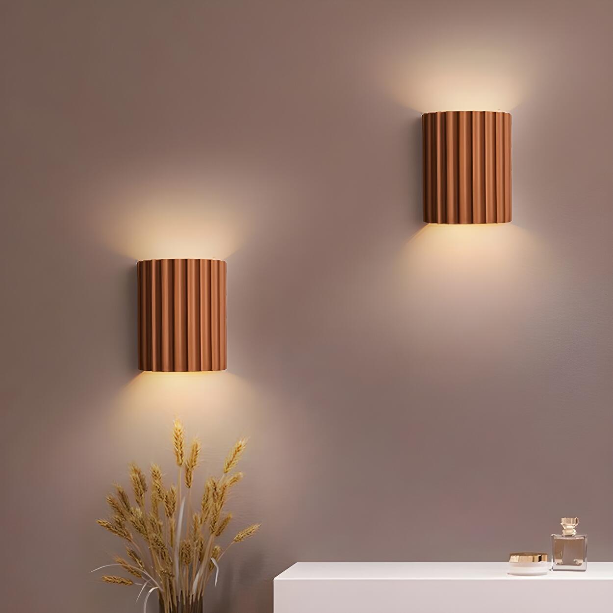 Modern Ribbed Half Cylinder Up Down Wall Light Sconce Image - 1