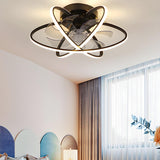 Modern Ring Flower Semi Flush Ceiling Fan with Light Image - 10