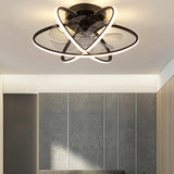 Modern Ring Flower Semi Flush Ceiling Fan with Light Image - 4