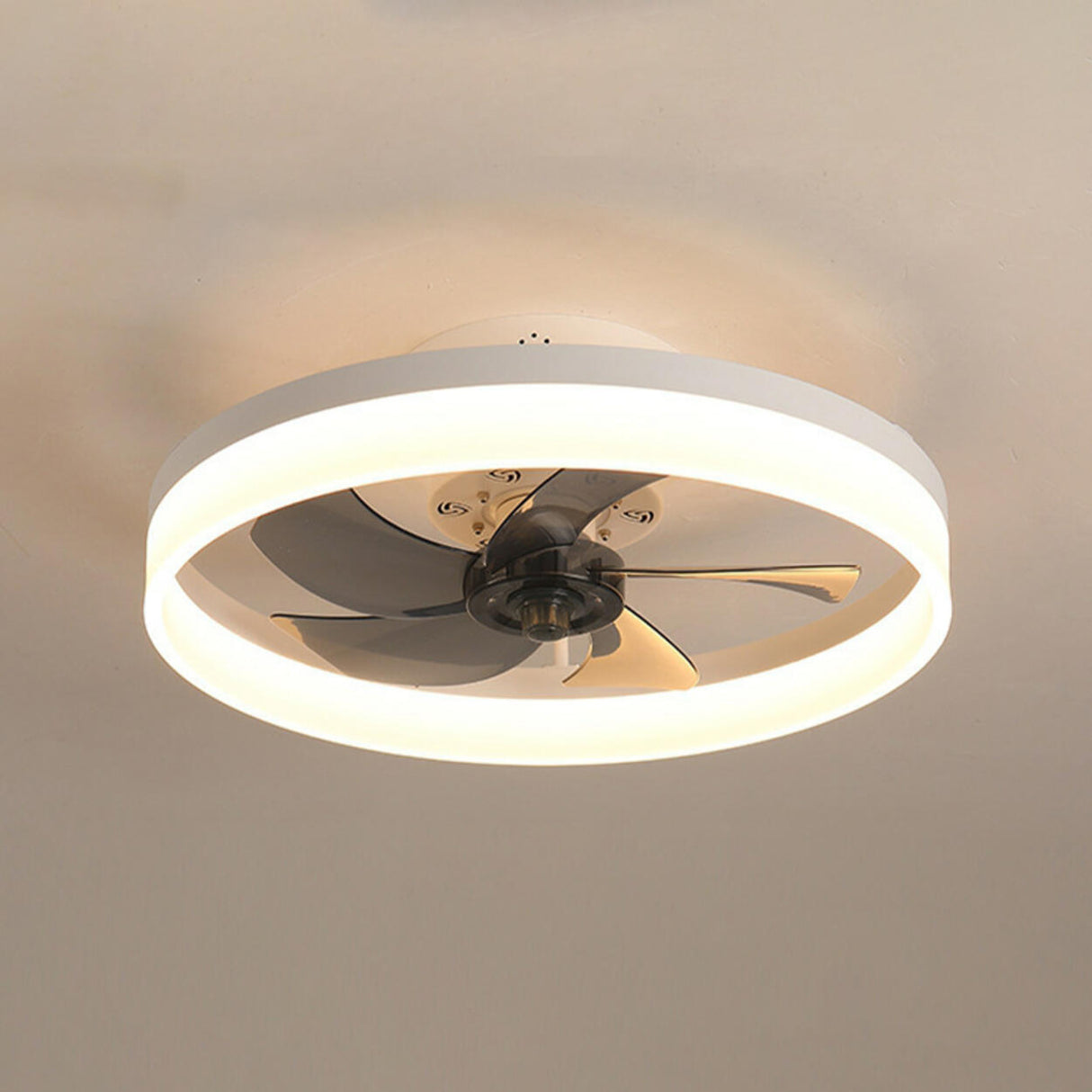 Modern Ring Hidden Blades LED Ceiling Fan with Light Image - 11