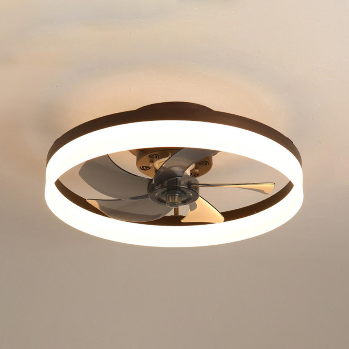 Modern Ring Hidden Blades LED Ceiling Fan with Light Image - 13