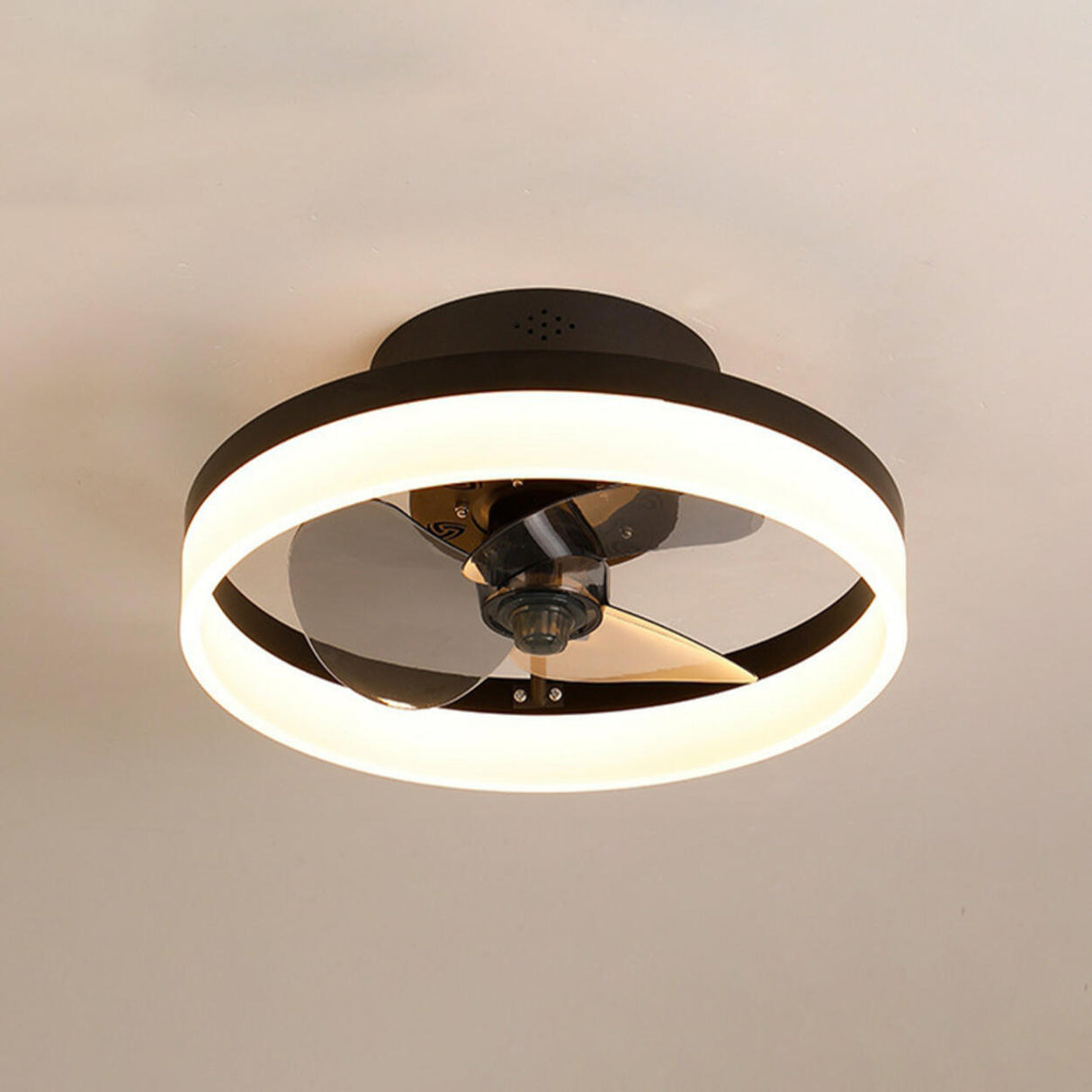 Modern Ring Hidden Blades LED Ceiling Fan with Light Image - 17