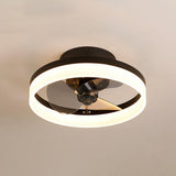 Modern Ring Hidden Blades LED Ceiling Fan with Light Image - 17