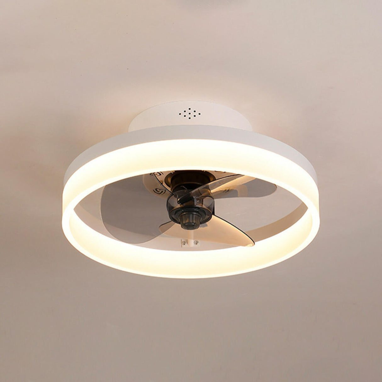 Modern Ring Hidden Blades LED Ceiling Fan with Light Image - 18