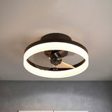 Modern Ring Hidden Blades LED Ceiling Fan with Light Image - 2