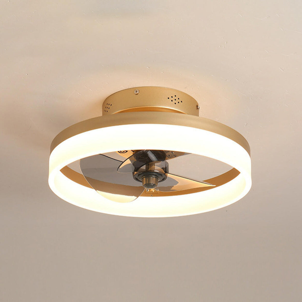 Modern Ring Hidden Blades LED Ceiling Fan with Light Image - 5