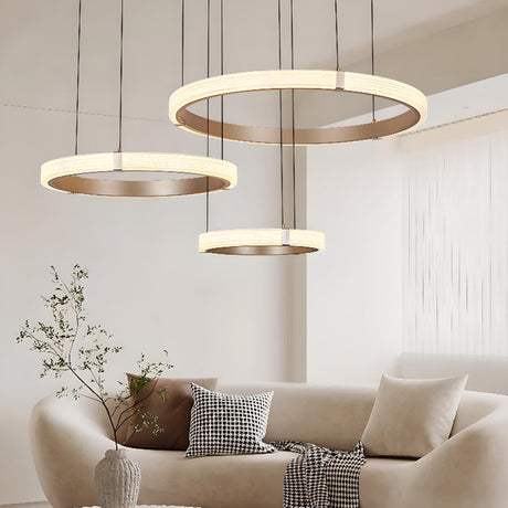 Modern Ring LED Hanging Chandelier Adjustable Height Image - 1