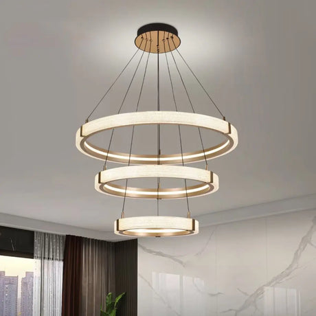 Modern Ring LED Hanging Chandelier Adjustable Height Image - 2