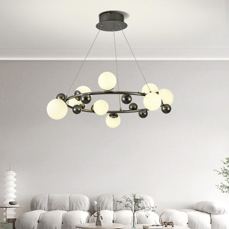 Modern Ring Orb Globe Pendant Chandelier Adjustable Height Image - 1