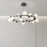 Modern Ring Orb Globe Pendant Chandelier Adjustable Height Image - 3