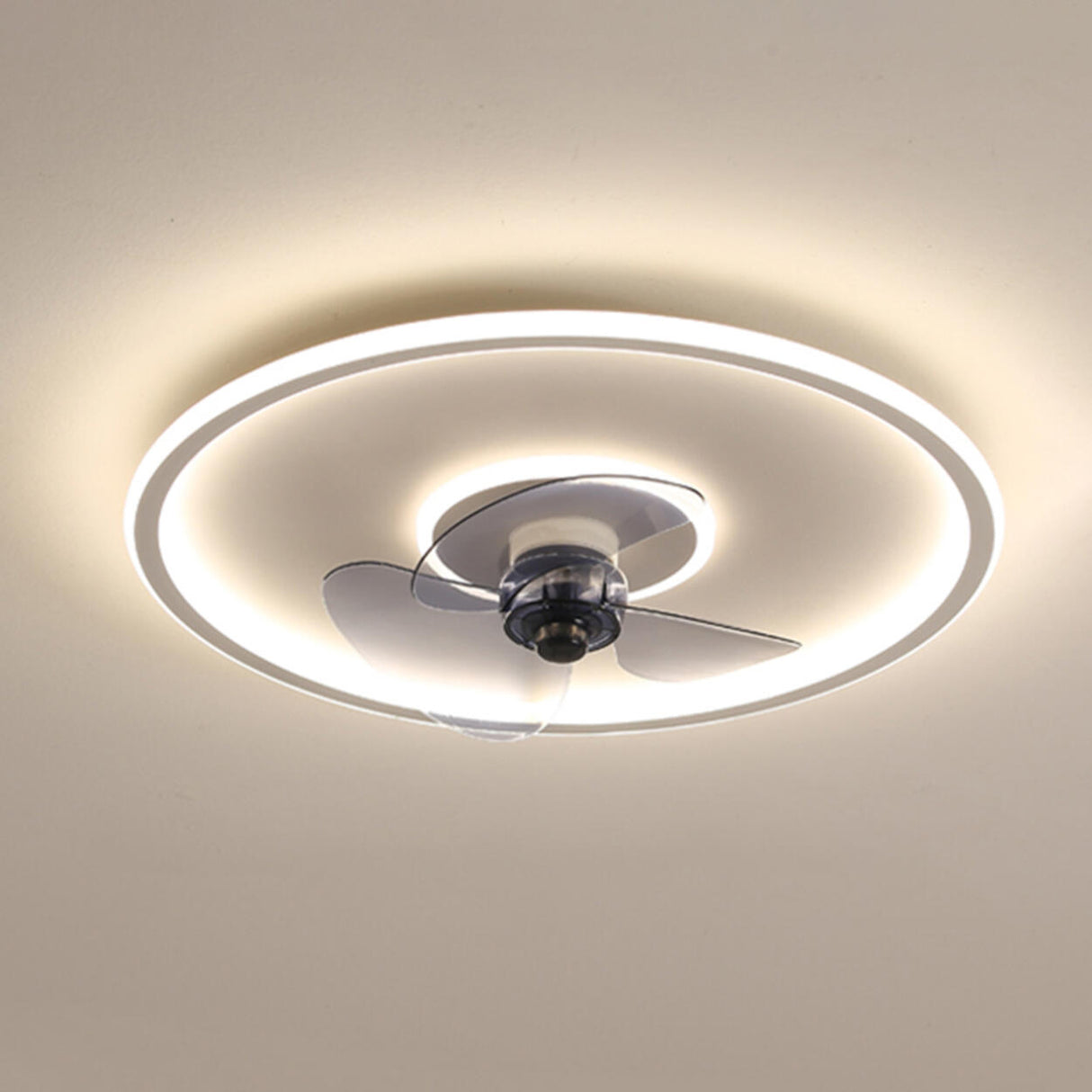 Modern Ring Remote Dimming Ceiling Fan with LED Light Image - 2