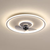 Modern Ring Remote Dimming Ceiling Fan with LED Light Image - 2