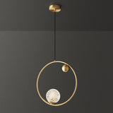 Modern Ring Textured Crystal Globe Bedroom Pendant Light Image - 10