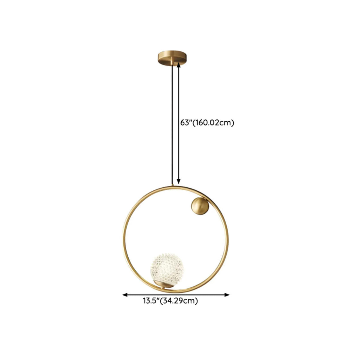 Modern Ring Textured Crystal Globe Bedroom Pendant Light 