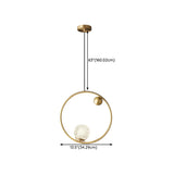 Modern Ring Textured Crystal Globe Bedroom Pendant Light #size