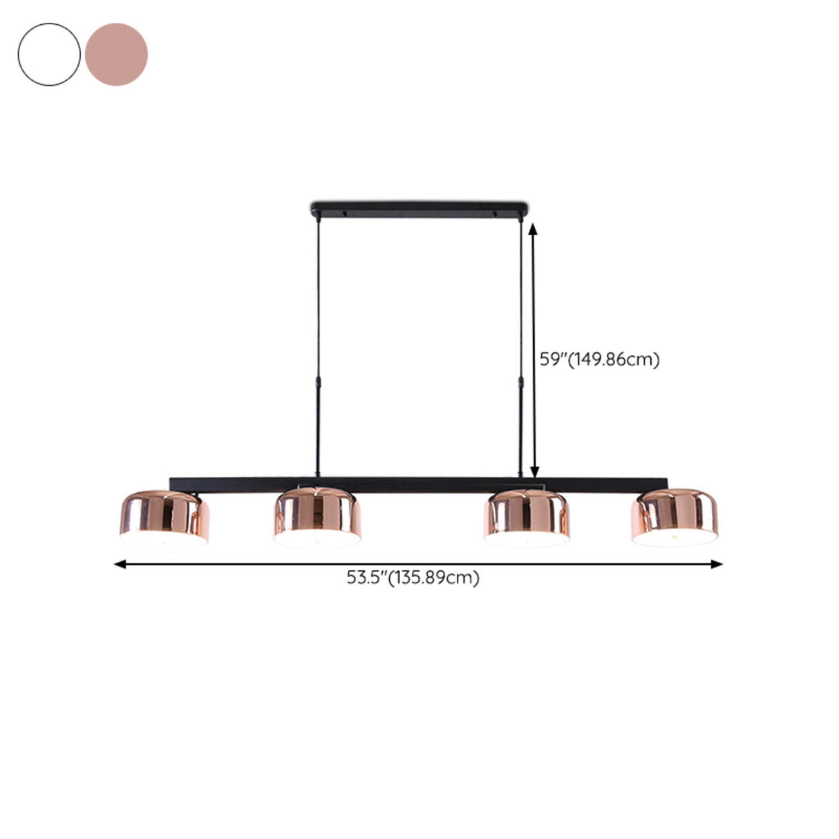 Modern Rose Gold Bowl Kitchen Island Hanging Light 