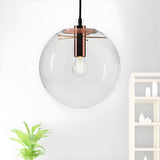 Modern Rose Gold Clear Glass Globe Dining Room Pendant Light Image - 4