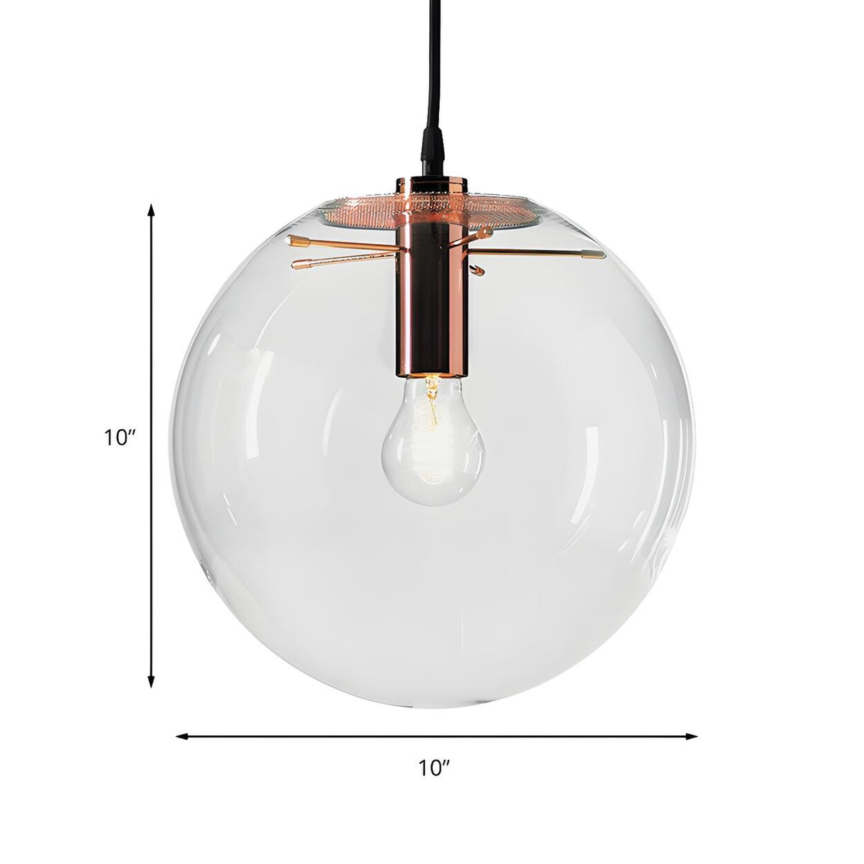 Modern Rose Gold Clear Glass Globe Dining Room Pendant Light Image - 6