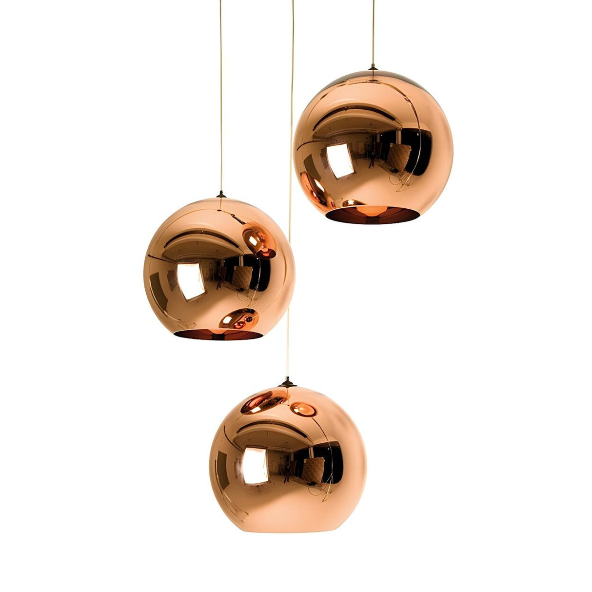 Modern Rose Gold Mirrored Glass Globe Bar Pendant Light Image - 10