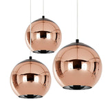 Modern Rose Gold Mirrored Glass Globe Bar Pendant Light Image - 11