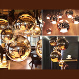 Modern Rose Gold Mirrored Glass Globe Bar Pendant Light Image - 12