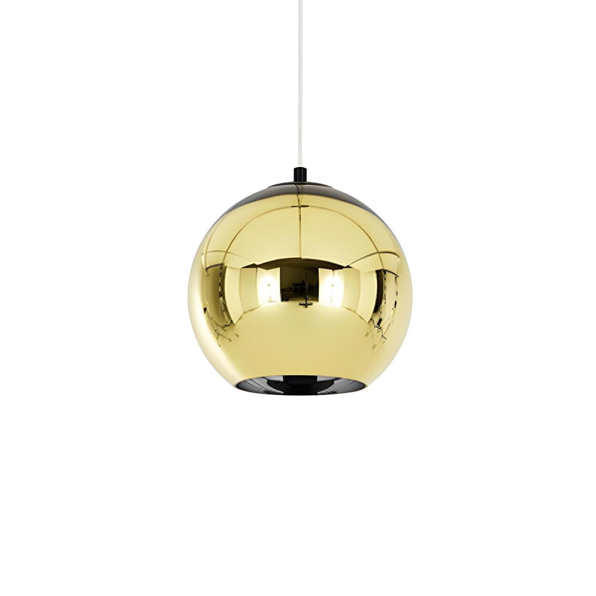 Modern Rose Gold Mirrored Glass Globe Bar Pendant Light Image - 2