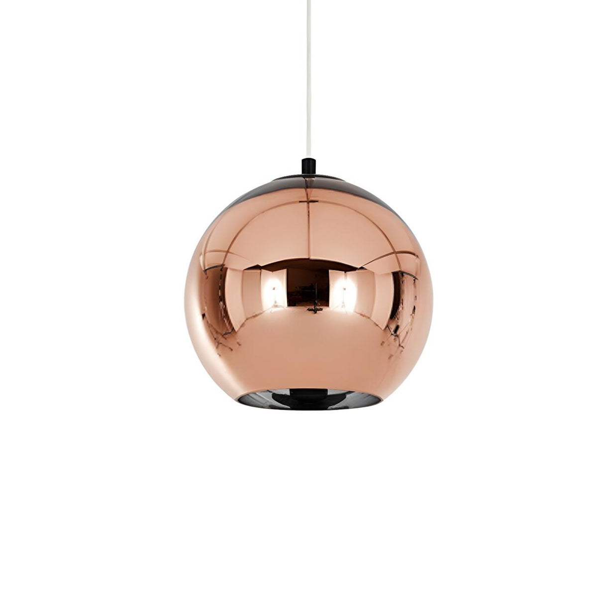 Modern Rose Gold Mirrored Glass Globe Bar Pendant Light Image - 3