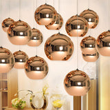 Modern Rose Gold Mirrored Glass Globe Bar Pendant Light Image - 4