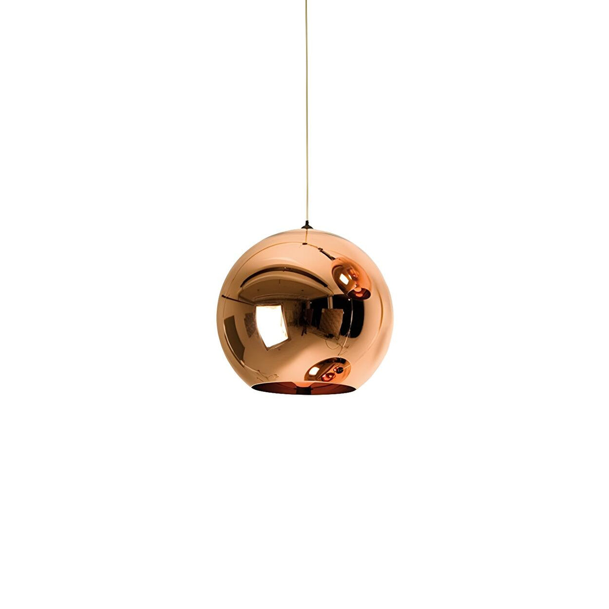 Modern Rose Gold Mirrored Glass Globe Bar Pendant Light Image - 8