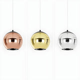 Modern Rose Gold Mirrored Glass Globe Bar Pendant Light Image - 9