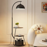 Modern Rotatable Dome Two-Tier Side Table Floor Lamp Image - 11