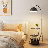 Modern Rotatable Dome Two-Tier Side Table Floor Lamp Image - 2