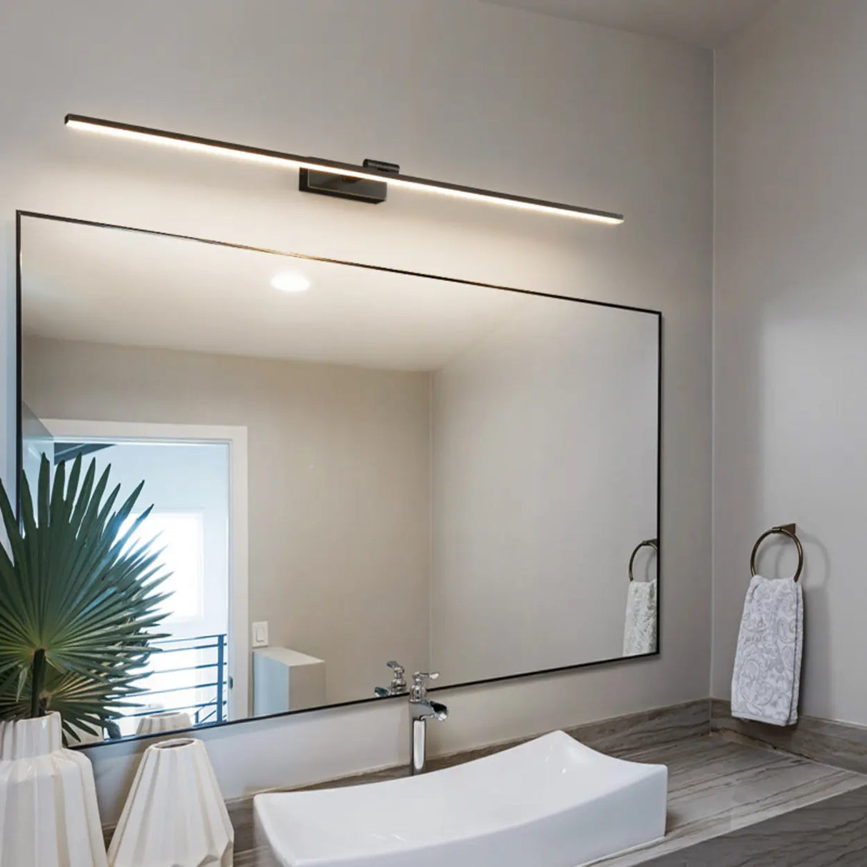 Modern Rotating Linear Metal Bathroom LED Vanity Light Image - 1