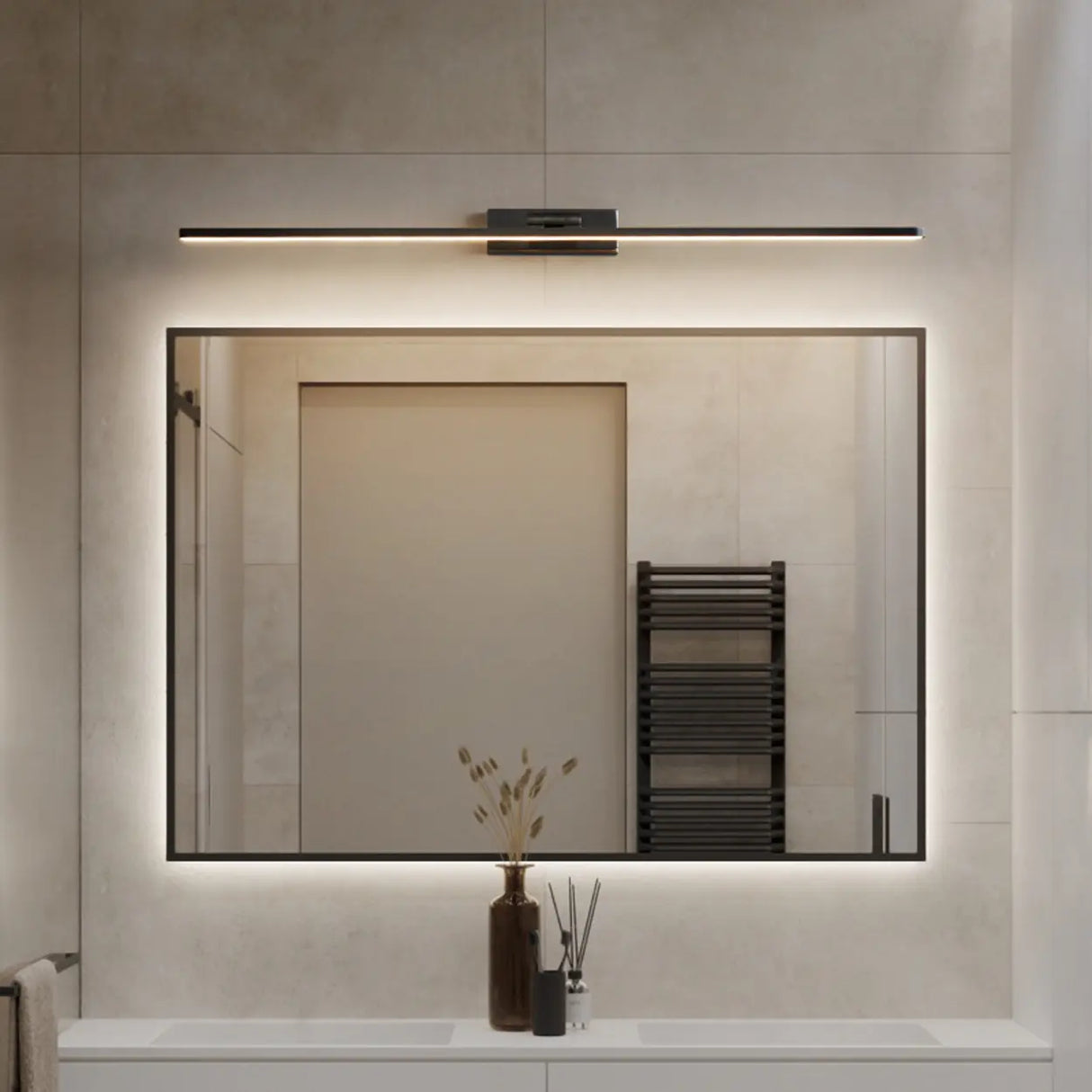 Modern Rotating Linear Metal Bathroom LED Vanity Light Image - 2