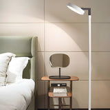 Modern Rotating White Round Metal LED Floor Lamp Image - 2