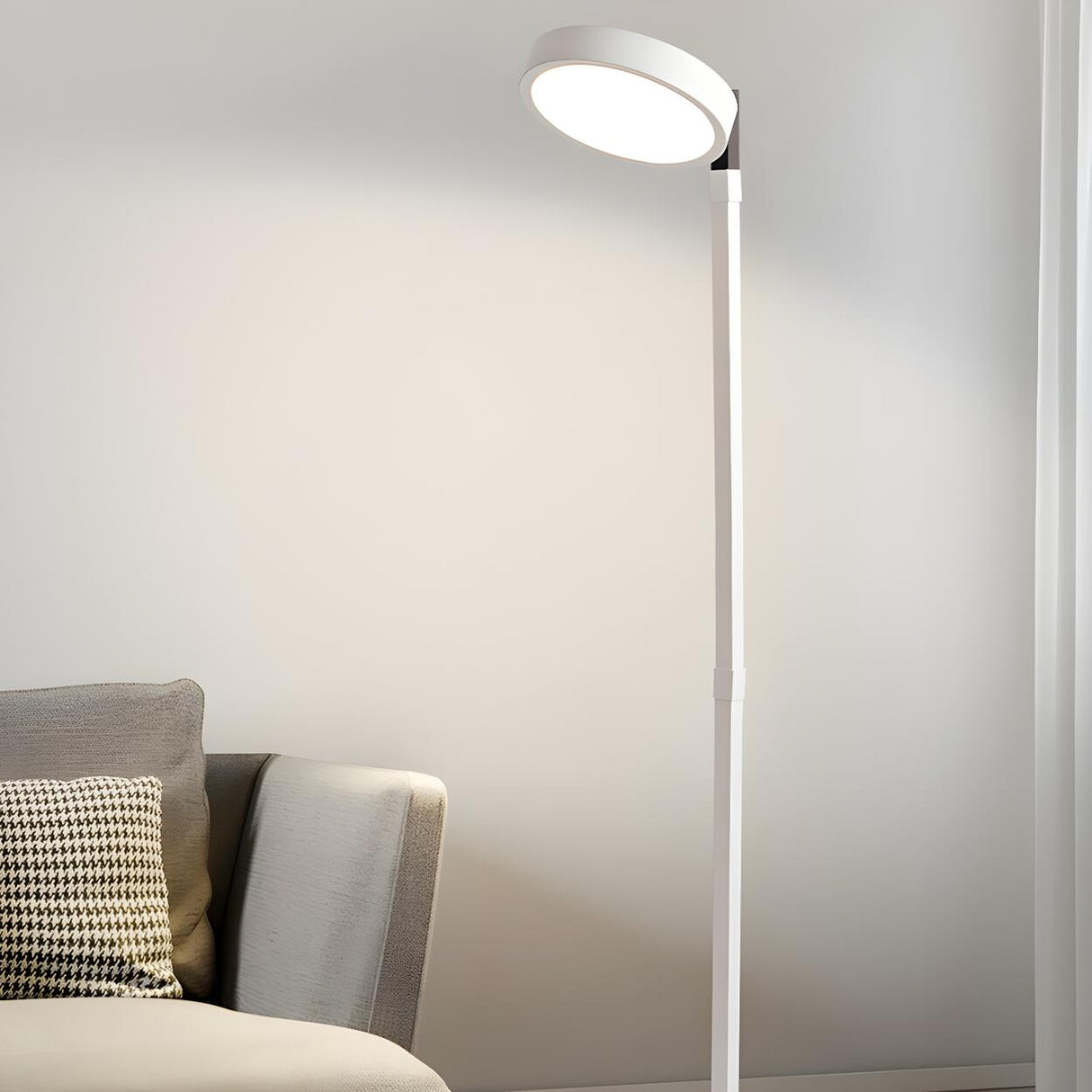 Modern Rotating White Round Metal LED Floor Lamp Image - 3