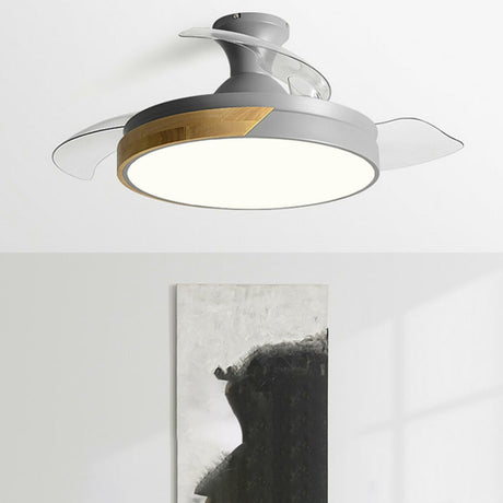 Modern Round 3 Blade Flush Mount Ceiling Fan Light Image - 1