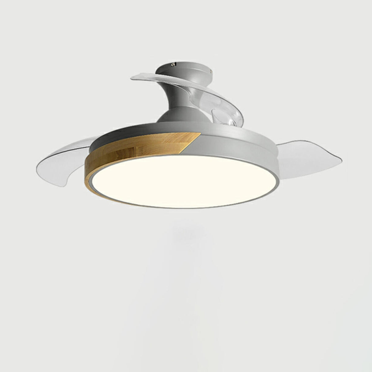 Modern Round 3 Blade Flush Mount Ceiling Fan Light Image - 2