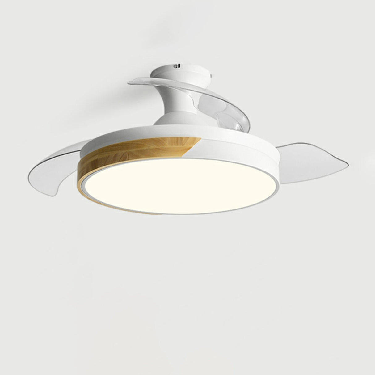 Modern Round 3 Blade Flush Mount Ceiling Fan Light Image - 3