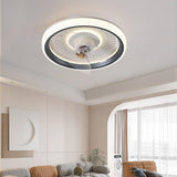 Modern Round 3 Clear Blades Ceiling Fan with LED Light Image - 1