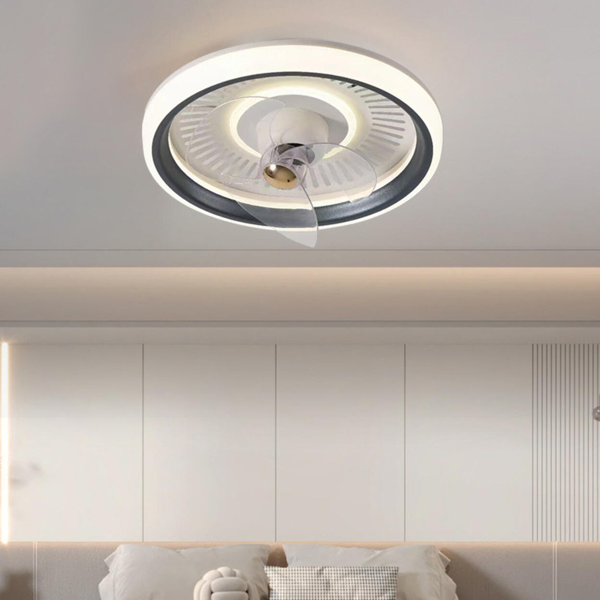 Modern Round 3 Clear Blades Ceiling Fan with LED Light Image - 3