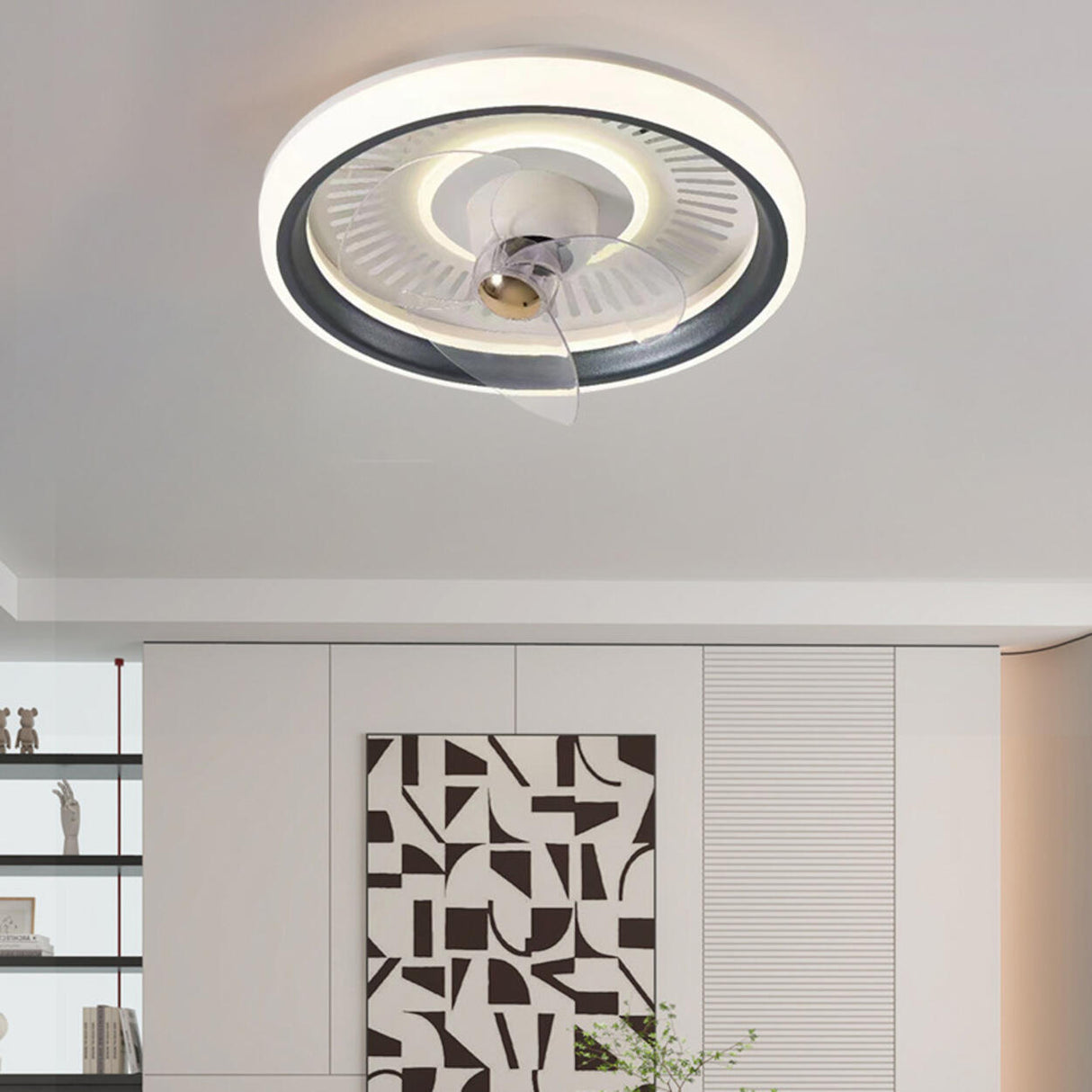 Modern Round 3 Clear Blades Ceiling Fan with LED Light Image - 4