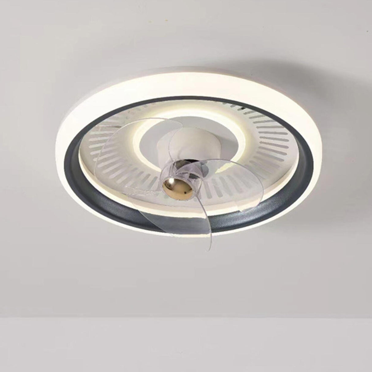 Modern Round 3 Clear Blades Ceiling Fan with LED Light Image - 6