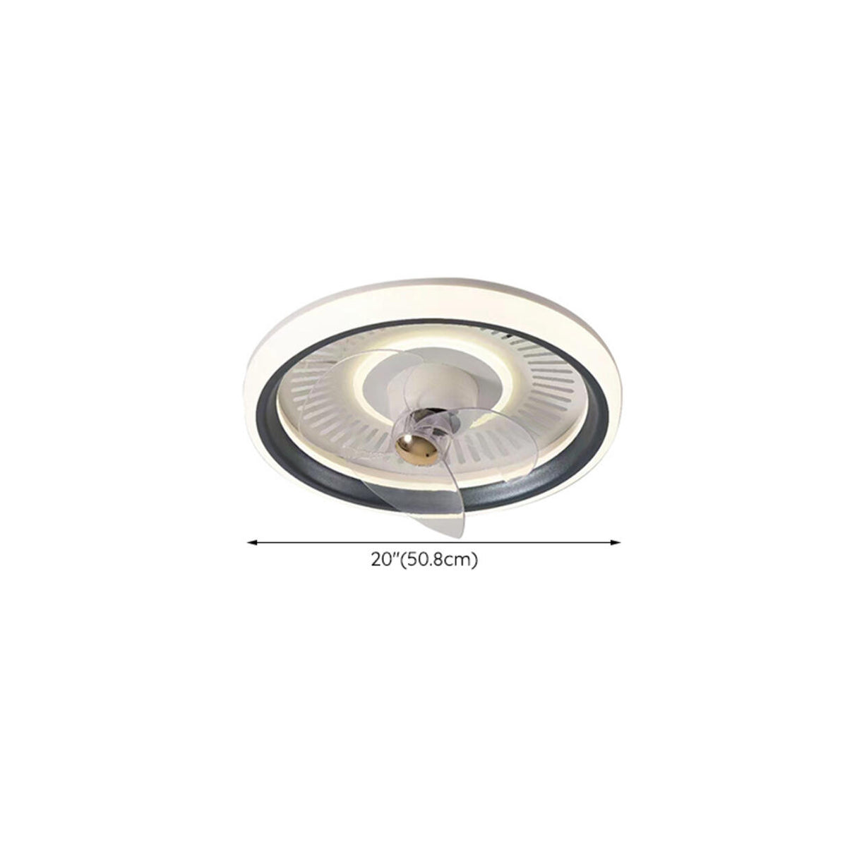 Modern Round 3 Clear Blades Ceiling Fan with LED Light 