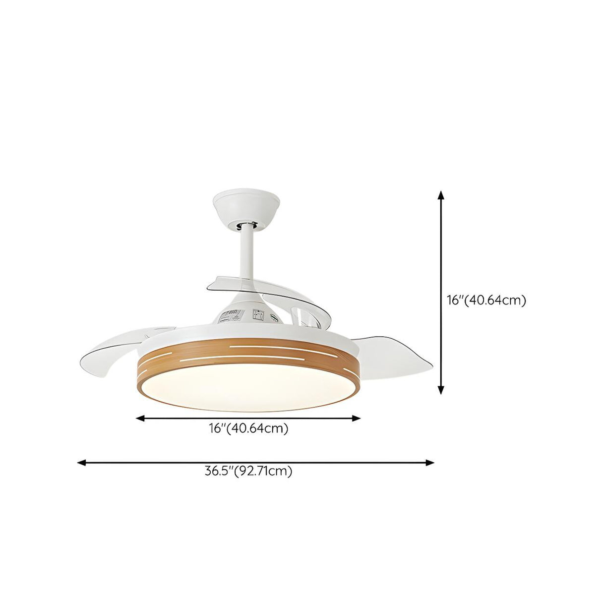 Modern Round 3 Retractable Blade Ceiling Fan with Light 