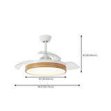 Modern Round 3 Retractable Blade Ceiling Fan with Light #size