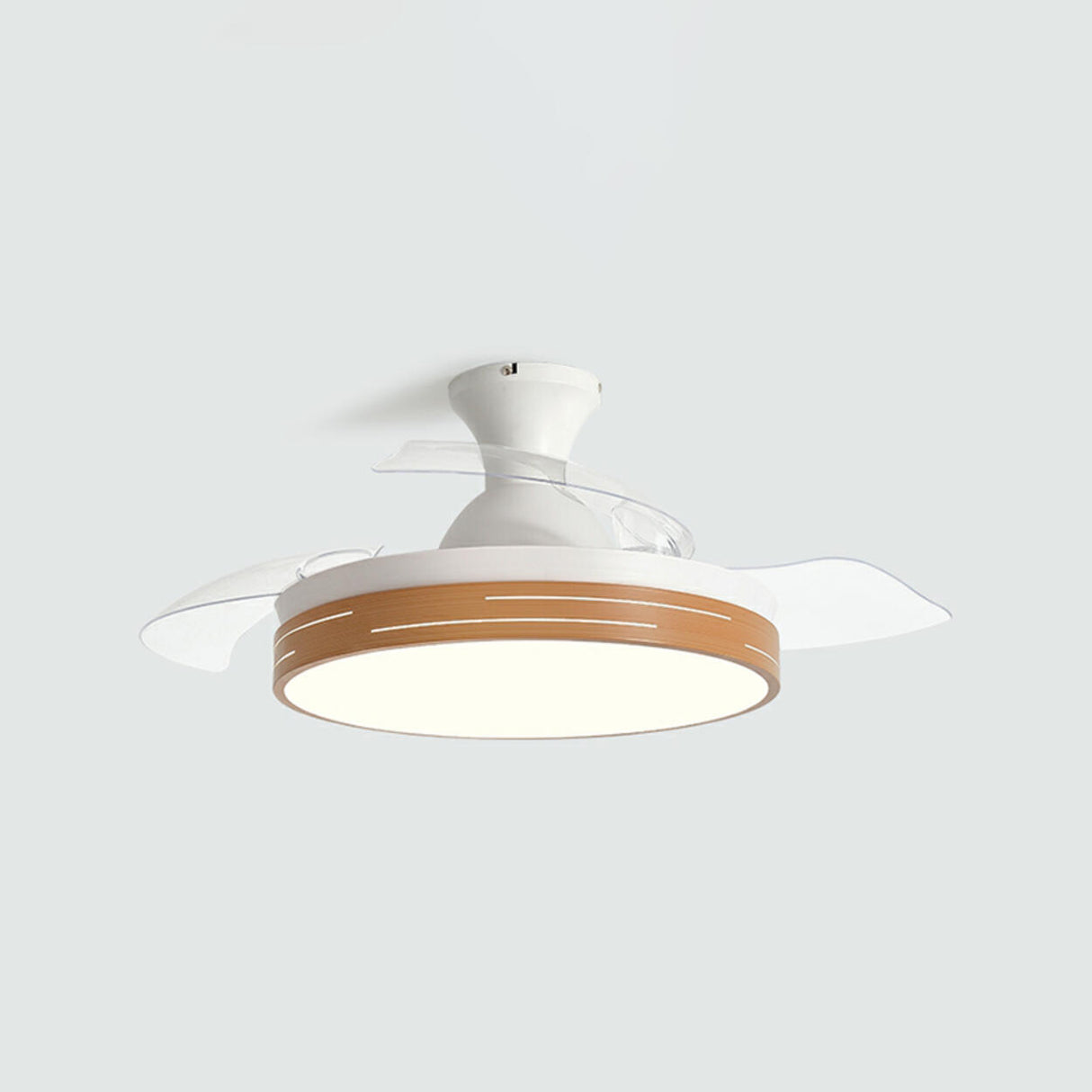 Modern Round 3 Retractable Blade Ceiling Fan with Light Image - 3