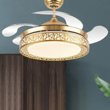 Modern Round 4 Clear Blade Drum Shape Ceiling Fan Light Image - 13