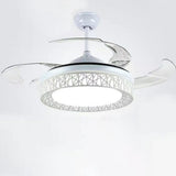 Modern Round 4 Clear Blade Drum Shape Ceiling Fan Light Image - 6