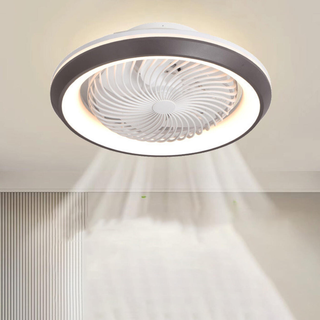 Modern Round 7 Clear Blades Ceiling Fan with LED Light Image - 1